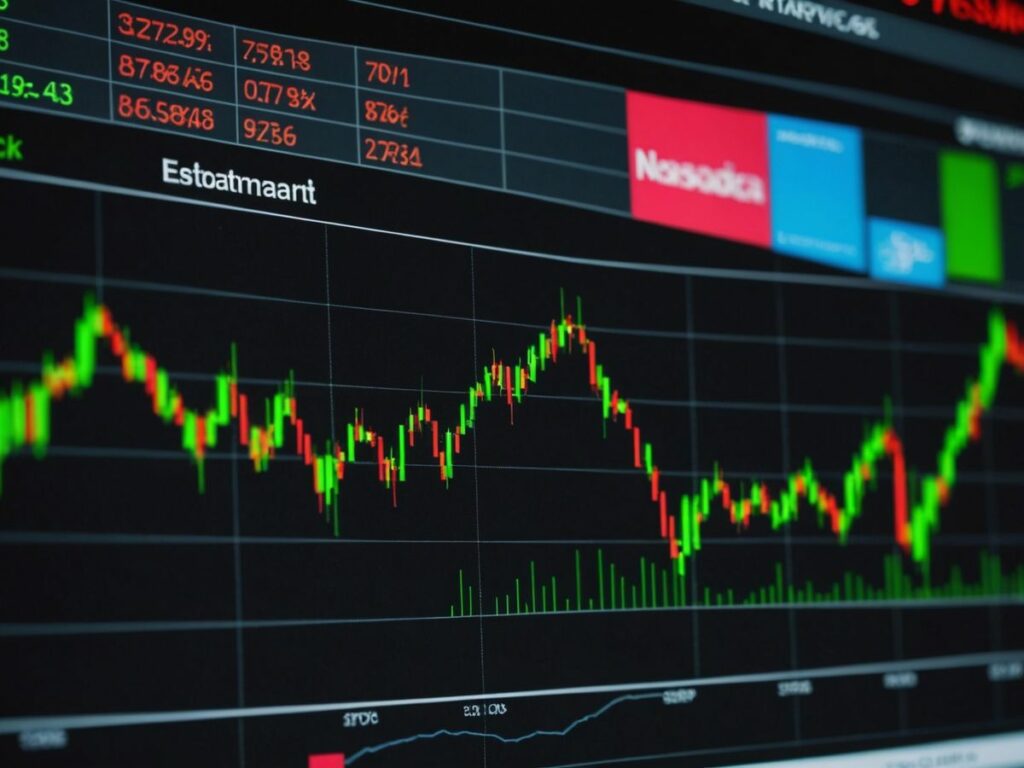 Stock market graph showing S&P 500 and Nasdaq reaching new heights, Nvidia leading the surge.