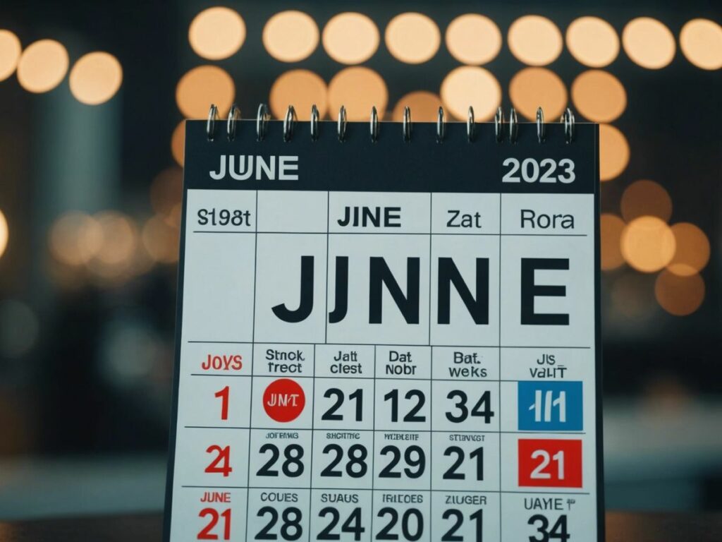 Calendar showing June 19, 2024, with stock market and closed signs indicating Juneteenth closures.