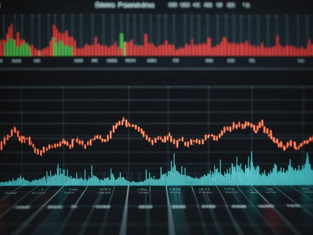 Nike logo and downward stock market graph