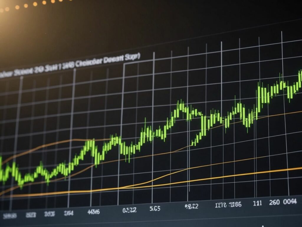 Graph showing stock market rise with dollar sign
