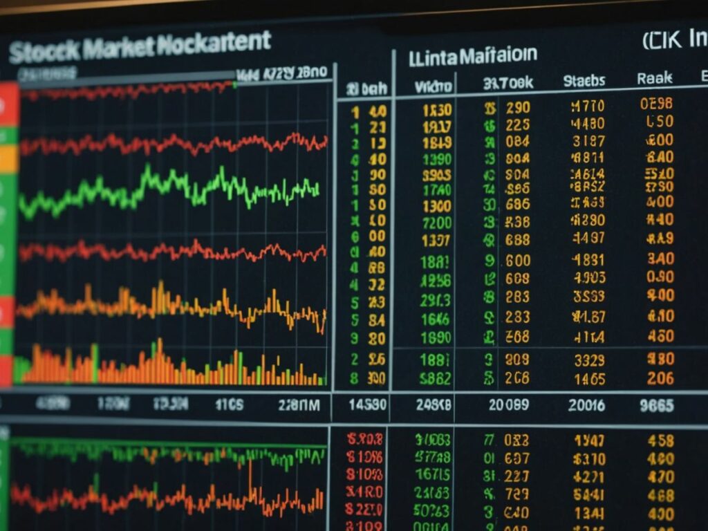 Stock market graph reacting to new inflation data release.