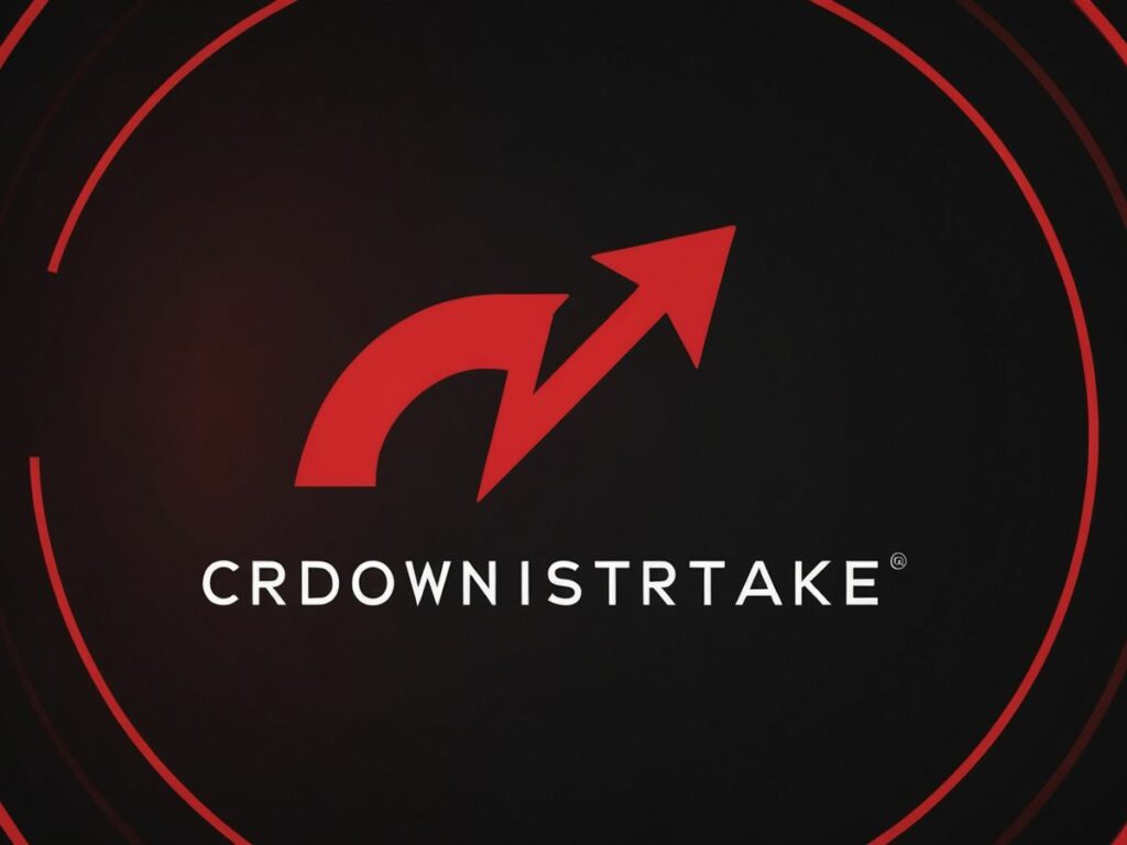 CrowdStrike logo, red arrow down, outage warning