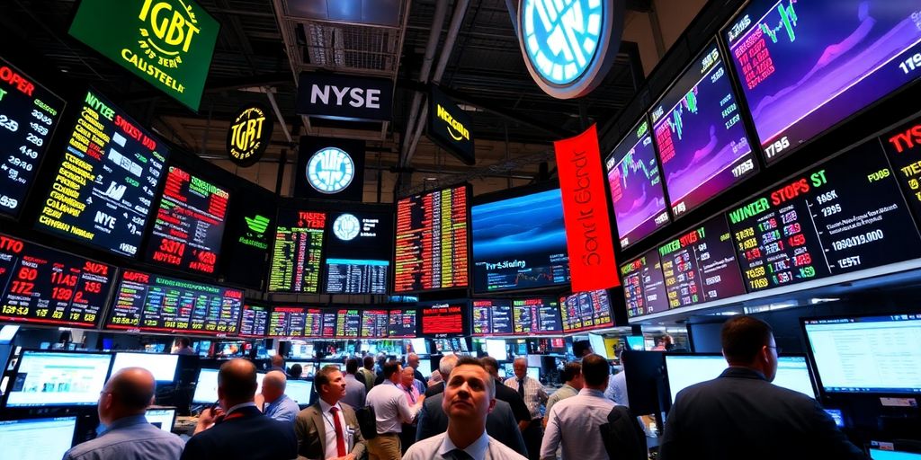 Traders engaged in lively stock market activities.